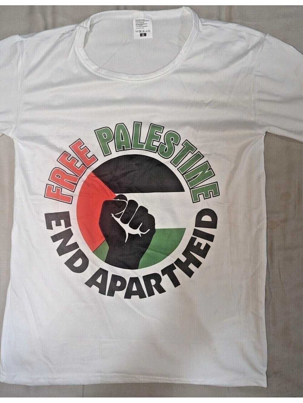 Free Palestine End Apartheid Graphic T-Shirt + Enamel Pin Unisex S M L - Picture 9 of 9